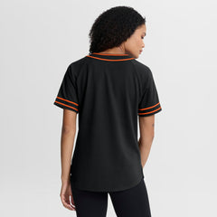 San Francisco Giants Fanatics Women's Diva Race Ahead Raglan V-Neck T-Shirt - Black T-shirts