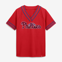 Philadelphia Phillies Fanatics Women's Diva Race Ahead Raglan V-Neck T-Shirt - Red T-shirts