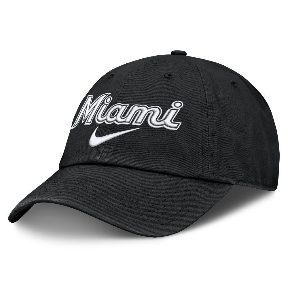 Miami Marlins Nike Primetime Club Adjustable Hat - Black Hats