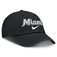 Miami Marlins Nike Primetime Club Adjustable Hat - Black Hats