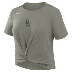 Los Angeles Dodgers Nike Women's One Twist Dri-FIT Cropped T-Shirt - Olive T-shirts