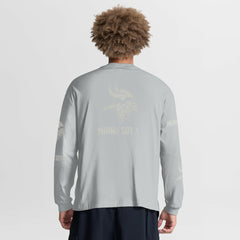 Minnesota Vikings Oversized Type Play Long Sleeve T-Shirt - Gray T-shirts