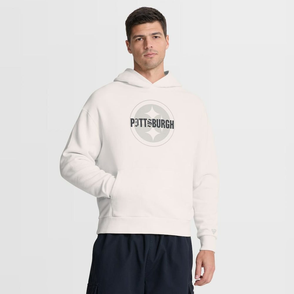 Pittsburgh Steelers Oversized Type Play Location Hoodie - Cream Hoodies