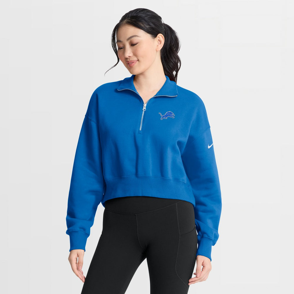 Detroit Lions Women's Phoenix Fleece Quarter-Zip Sweatshirt - Blue Sweatshirts