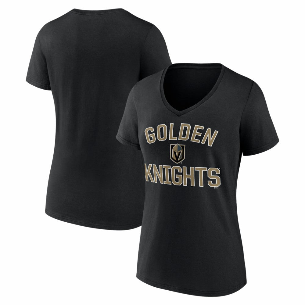 Vegas Golden Knights Logo Athletic Women's Arch Victory V-Neck T-Shirt - Black | US 2001552666
