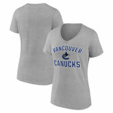 Vancouver Canucks Logo Athletic Women's Arch Victory V-Neck T-Shirt - Heather Gray | US 2001552667