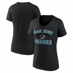 San Jose Sharks Logo Athletic Women's Arch Victory V-Neck T-Shirt - Black | US 2001552673