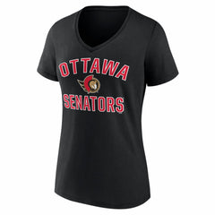 Ottawa Senators Logo Athletic Women's Arch Victory V-Neck T-Shirt - Black | US 2001552676