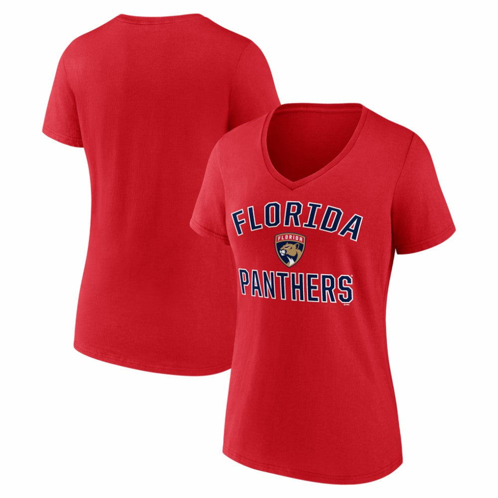 Florida Panthers Logo Athletic Women's Arch Victory V-Neck T-Shirt - Red | US 2001552684