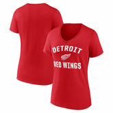Detroit Red Wings Logo Athletic Women's Arch Victory V-Neck T-Shirt - Red | US 2001552686