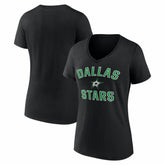 Dallas Stars Logo Athletic Women's Arch Victory V-Neck T-Shirt - Black | US 2001552687