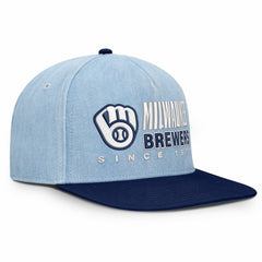 Milwaukee Brewers Fanatics Twinbill Snapback Hat - Denim Hats