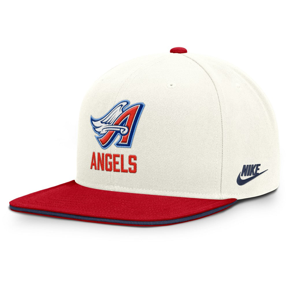 Los Angeles Angels Nike Cooperstown Pro Dri-FIT Snapback Hat - Cream/Red Hats