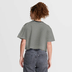 Detroit Lions Women's Striped Cropped T-Shirt - Black/Cream T-shirts