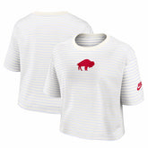 Buffalo Bills Women's Striped Cropped T-Shirt - White/Cream T-shirts