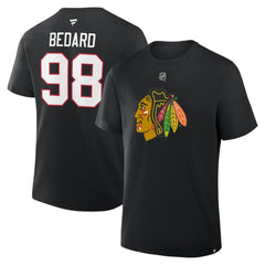 Connor Bedard Chicago Blackhawks Fanatics Authentic Stack Name & Number T-Shirt - Black | US 2001569320
