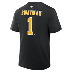 Jeremy Swayman Boston Bruins Fanatics Authentic Stack Name & Number T-Shirt - Black | US 2001569533