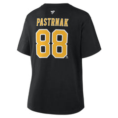 David Pastrnak Boston Bruins Fanatics Women's Authentic Stack Name & Number T-Shirt - Black | US 2001569535