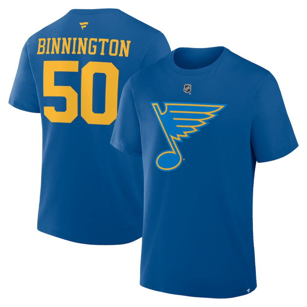 Jordan Binnington St. Louis Blues Fanatics Authentic Stack Name & Number T-Shirt - Blue | US 2001569553