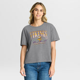 Minnesota Vikings Women's Overplayed Tribute Tri-Blend Boxy T-Shirt - Heather Gray T-shirts
