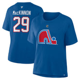 Nathan MacKinnon Colorado Avalanche Fanatics Women's Heritage Authentic Stack Name & Number T-Shirt - Blue | US 2001571348