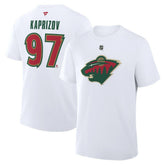Kirill Kaprizov Minnesota Wild Fanatics Authentic Stack Name & Number T-Shirt - White | US 2001571382