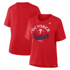 Philadelphia Phillies Women's Fanatics 2025 MLB Postseason Locker Room T-Shirt - Red T-shirts