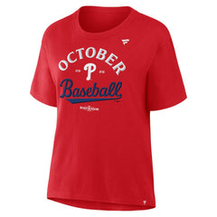 Philadelphia Phillies Women's Fanatics 2025 MLB Postseason Locker Room T-Shirt - Red T-shirts