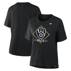 Milwaukee Brewers Fanatics Women's 2025 National League Division Series Champions Locker Room T-Shirt - Black T-shirts