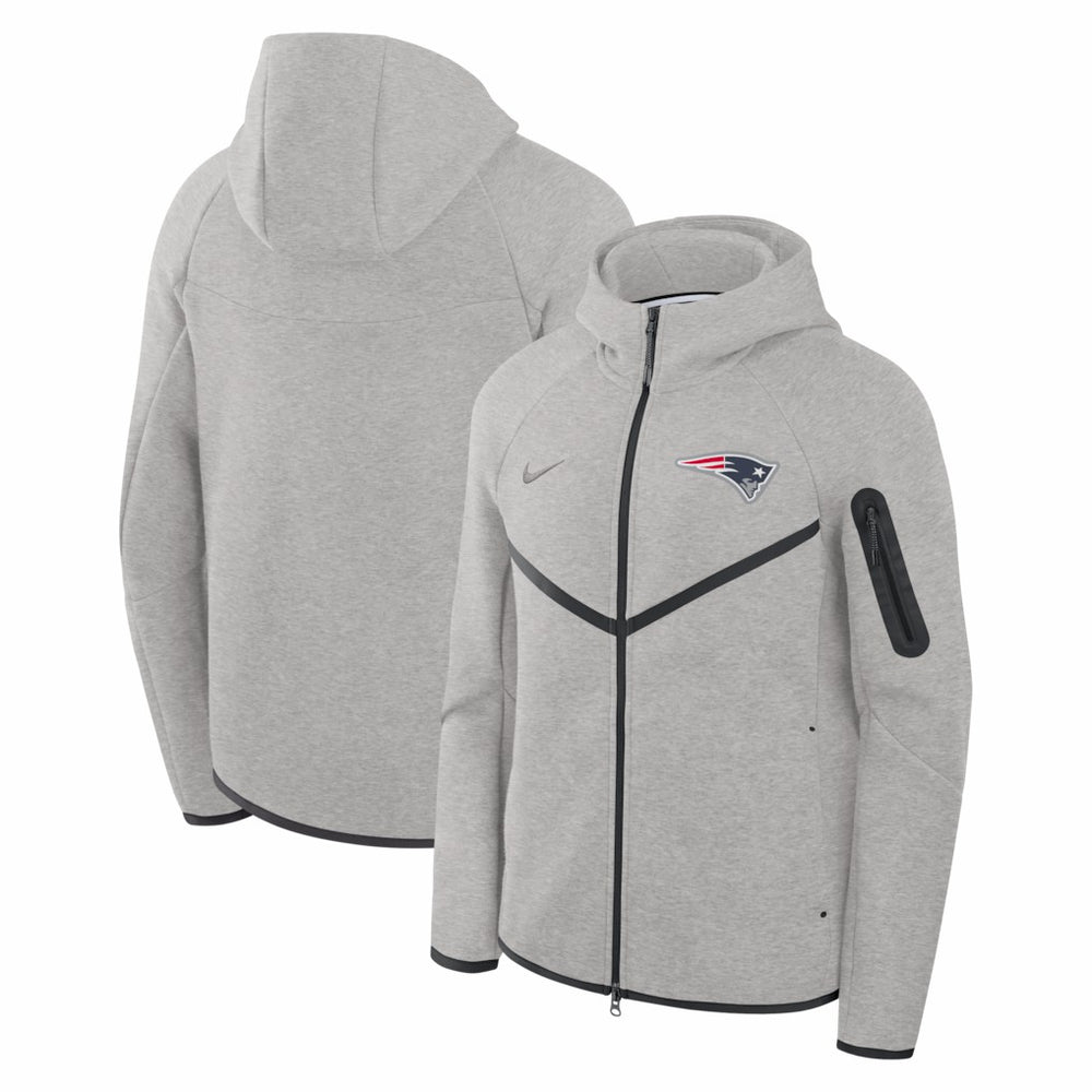 New England Patriots Tech Fleece Raglan Full-Zip Windrunner Hoodie - Heather Gray Hoodies