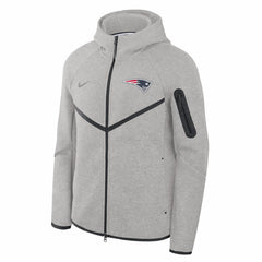New England Patriots Tech Fleece Raglan Full-Zip Windrunner Hoodie - Heather Gray Hoodies