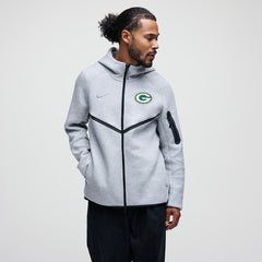 Green Bay Packers Tech Fleece Raglan Full-Zip Windrunner Hoodie - Heather Gray Hoodies