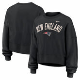 New England Patriots Women's Oversized High Hip Legacy Arch Phoenix Fleece Sweatshirt - Black Sweatshirts