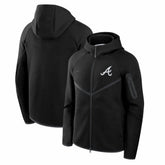 Atlanta Braves Nike Tech Fleece Raglan Full-Zip Windrunner Hoodie - Black Hoodies