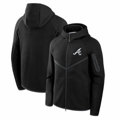 Atlanta Braves Nike Tech Fleece Raglan Full-Zip Windrunner Hoodie - Black Hoodies