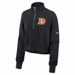 Denver Broncos Women's Legacy Phoenix Fleece Cropped Half-Zip Sweatshirt - Black Sweatshirts
