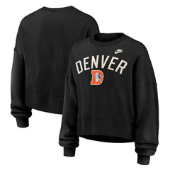 Denver Broncos Women's Oversized High Hip Legacy Arch Phoenix Fleece Sweatshirt - Black Sweatshirts