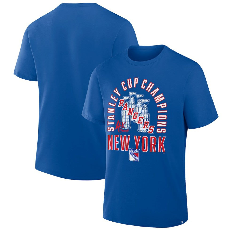 New York Rangers Fanatics 4x Stanley Cup Champions T-Shirt - Blue | US 2001634912