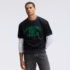 Philadelphia Eagles IconicFleece Short Sleeve Sweatshirt - Black Sweatshirts