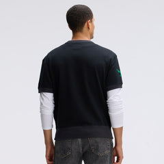 Philadelphia Eagles IconicFleece Short Sleeve Sweatshirt - Black Sweatshirts