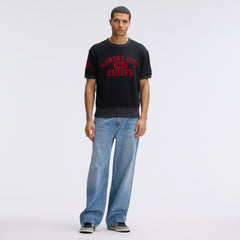Kansas City Chiefs IconicFleece Short Sleeve Sweatshirt - Black Sweatshirts