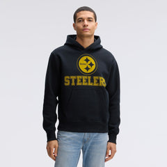 Pittsburgh Steelers IconicFleece Flocked Hoodie - Black Hoodies