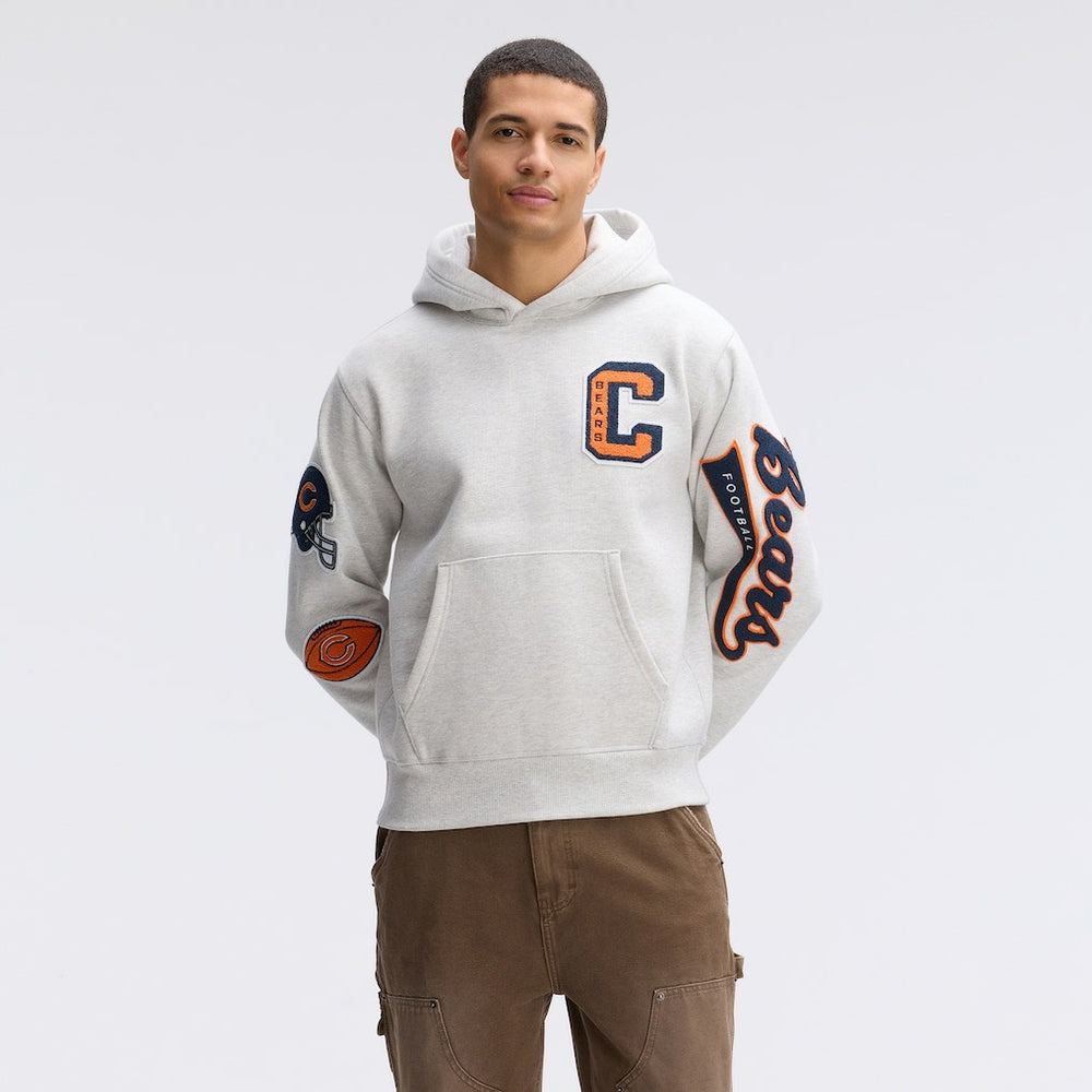 Chicago Bears IconicFleece Letterman Hoodie - Heather Gray Hoodies