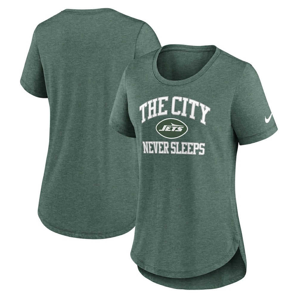 New York Jets Women's The City Never Sleeps Tri-Blend T-Shirt - Heather Green T-shirts