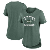 New York Jets Women's The City Never Sleeps Tri-Blend T-Shirt - Heather Green T-shirts