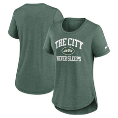 New York Jets Women's The City Never Sleeps Tri-Blend T-Shirt - Heather Green T-shirts