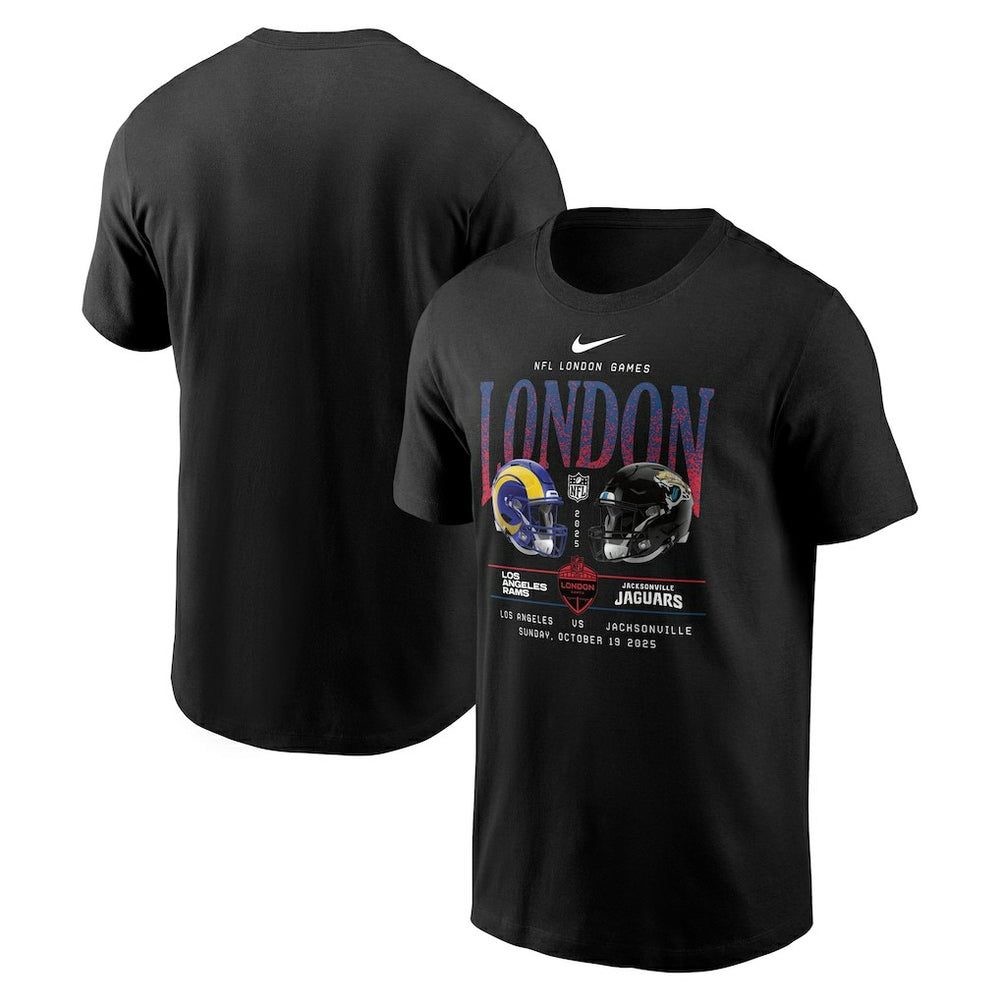 Los Angeles Rams vs. Jacksonville Jaguars International Games London 2025 T-Shirt - Black T-shirts