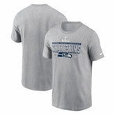 Seattle Seahawks 2025 NFC Champions Locker Room Trophy Collection Tall T-Shirt - Heather Gray T-shirts