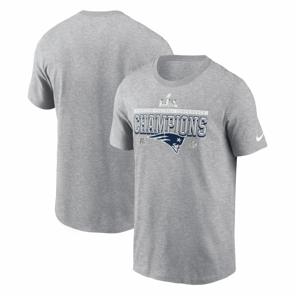 New England Patriots 2025 AFC Champions Locker Room Trophy Collection Tall T-Shirt - Heather Gray T-shirts