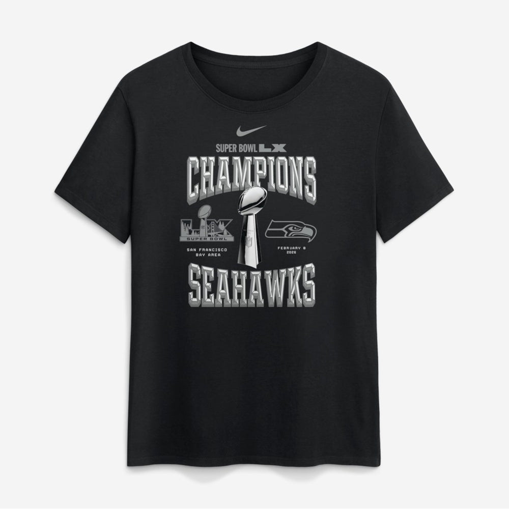 Seattle Seahawks Women's Super Bowl LX Champions Locker Room Trophy Collection T-Shirt - Black T-shirts